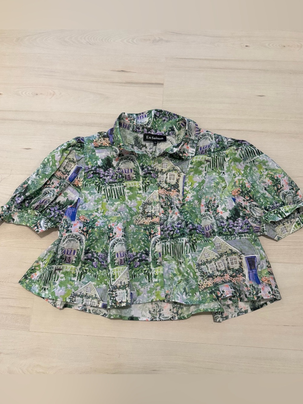 En Saison Cottage Floral Crop Shirt Large